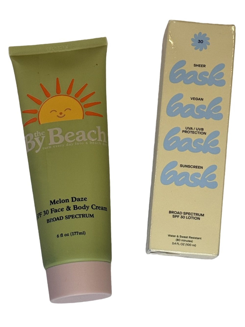 By Beach Melon Daze SPF 30 6oz + Bask Sheer SPF 30 Lotion 3.4oz Bundle NIB